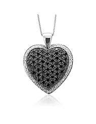 10k Gold Black and White Diamond Heart Pendant Necklace (GH, I1-I2, 0.50 carat)