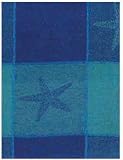 100% Cotton Blue Block Crab Dishtowel 18" X 28" Set / 6