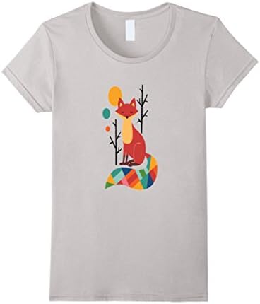 Women's Rainbow Fox T-Shirt Small Silver