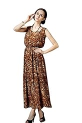 Cocktail Leopard Print Floral Print Dots Print Elasticized   Waistline Chiffon Lace Wrap Sleeveless Party Dress/Tunic 