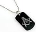 Engraved Square & Compass Dog Tag Masonic Necklace - [Silver & Black][2'' Tall]