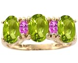 14K Yellow or White Gold Oval and Marquis Gemstone Ring-Multi Peridot-Pink Sapphire-full, half sizes from 5-8.5