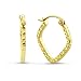 14K Yellow Gold Diamond Cut Square Shape Hoop title=
