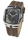 Bench Gents Charcoal Dial Watch With Brown Faded Leather Strap