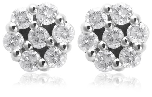 10k White Gold Diamond Cluster Earrings (1/2 cttw, H-I Color, I2-I3 Clarity)