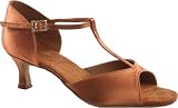 241 Soria Ladies' Sandal with a 2 Flared Heel in Tan Satin (Regular Fit)