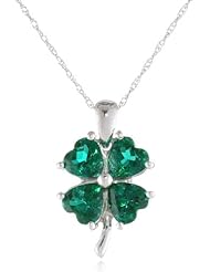 10k White Gold Created Gemstone Four-Leaf Clover Pendant Necklace, 18"