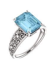 Platinum 10.00x8.00mm Emerald Cut Aquamarine Ring -- LIFETIME WARRANTY
