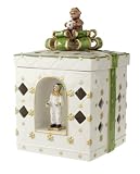 Villeroy & Boch Christmas Toys 8-3/4-Inch Large Square Musical Gift Box, White with Green Ribbon