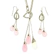 Necklace Earring Lariat Style Sterling Silver Pink Stones CZ 16-18 Inches Set Bucasi