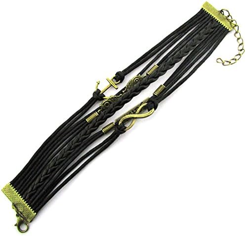 KAMOUR Jewelry Mens Womens Leather Rope Bracelet, Infinity Love Hearts Friendship Leather Charm Bangle