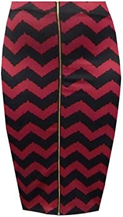 Hot Gal Women's Plus Size Printed Stretchy Bodycon Pencil Evening Midi Skirt (3X, Black/Burgundy)