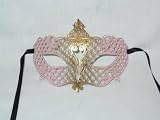 Venetian Carnival Masquerade Mask/ Mesh Metal / Pink and Gold