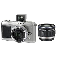 Olympus PEN E-P1 Systemkamera (12 Megapixel, 7,6 cm Display, Bildstabilisator) Double Lens Kit (14-42mm & 17mm) silber/schwarz
