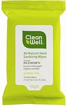 Cleanwell All Natural Hand Sanitizing Pocket Pack Wipes, 10-count Resealable Package (Pack of 8)
From Cleanwell
