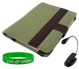 Olive and Red Canvas Case and Book light for Amazon Kindle 2 E-Reader Reading Device (Kindle NOT Included)
