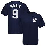 Majestic New York Yankees #9 Roger Maris Navy Blue Retired Player T-shirt