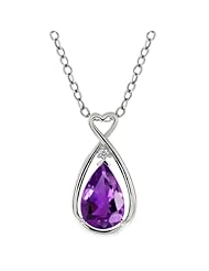 3.21 Ct Pear Shape Purple Amethyst White Sapphire Sterling Silver Pendant