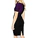 WOOSEA Women's Elegant Colorblock Cap Sleeve Cocktail Party Casual Pencil Dress (Small, Purple)