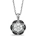 10K White Gold Round Black White Diamond Pendant title=