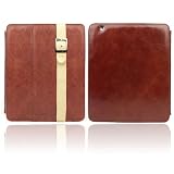 GreatShield Leather Case with Carry Hand-Strap and Built-in Stand for iPad 3/2 - (Brown)