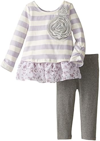 Pippa & Julie Baby-Girls Infant Striped Peekout Knit Set, Purple, 12 Months