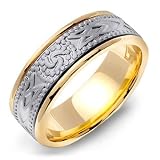 LUGUS 14K Two-Tone Gold Celtic Wedding Band Ring
