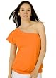 Trendy Slinky One Shoulder Top with Romantic Flutter Sleeve from Hot Fash Tops - SYDNEY Orange