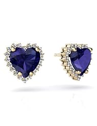 Created Sapphire 14kt Yellow Gold Earrings
