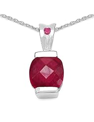 1.60 Carat Genuine Ruby Sterling Silver Pendant Necklace. 18"