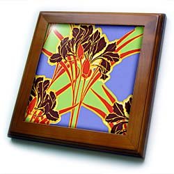Art Nouveau Bright Floral Design - 8x8 Framed Tile