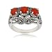 Sterling Silver Marcasite and Faceted Carnelian Ring, Size 9