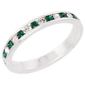 Buy Sterling Silver Eternity Band, w May Birthstone, Emerald Crystal, 1 8 (3mm) wide by Sabrina Silver