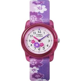 Timex Kids’ Flowers Color INDIGLO Stretch Band Watch #T7B011
