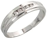 14k White Gold Men's Diamond Band, w/ 0.13 Carat Brilliant Cut Diamonds, 3/16