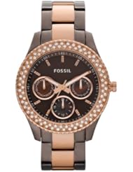 Fossil Ladies Rose Gold Tone Stone Set Watch