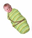SwaddleMe BP2SG Neugeborenes/Baumwolle/gr&uuml;n-gestreift - Ganzk&ouml;rper-Pucksack ist ideal bei Schreibabys. Small.
