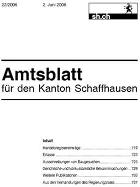 Amtsblatt Fuer Den Kanton Schaffhausen