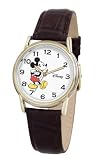 Disney Men's Mickey Mouse Brown Leather Strap Watch #D060S003