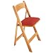 Natural Wood Poker Chair with Red Nylon Upholstery