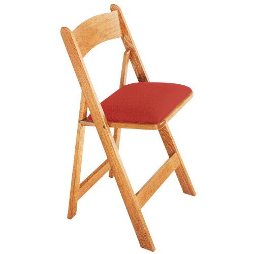 Natural Wood Poker Chair with Red Nylon Upholstery by Trademark Global