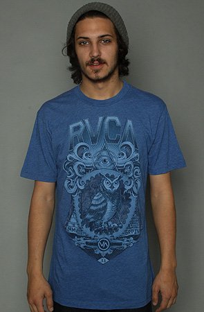 RVCA The Masonic Horned Owl Tee in Royal,T-shirts for Men