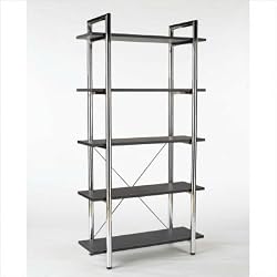 ITALMODERN Laurence-5 Leather Bookcase; Black/Chrome