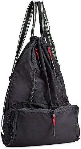 Magic Vida Drawstring Bag Waterproof Drawstring Backpack for Shopping Gym Sports (Black)