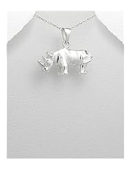 Rhinoceros Moving joint pendant Necklace In 92.5 Sterling Silver