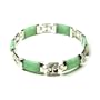Sterling Silver Green Chinese Jade Six-Section Tabular Bracelet with  Character Clasp and Stations, 7.5"