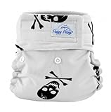 Happy Heinys ONE for ALL One Size Cloth Diaper with Hook & Loop Closure + 2 Microfiber Inserts (Glow in the Dark Skulls)