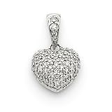14k Gold White Gold Diamond Puff Heart Pendant