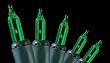 Set of 100 Green Everglow Mini Christmas Lights - Green Wire