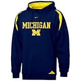 Michigan Wolverines NCAA Youth Pass Rush Hoody Sweatshirt by Nike (Small Navy Blue)